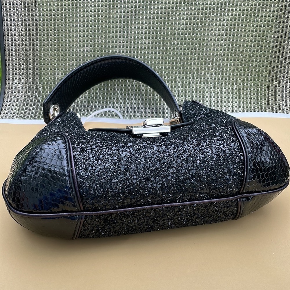 Michael Kors Collection Bancroft Medium Glitter and Snakeskin Shoulder Bag - Picture 9 of 15